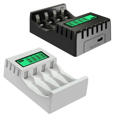 Quick Charge 4 Slot Ladegerät für AA AAA Akkus LCD Bildschirm