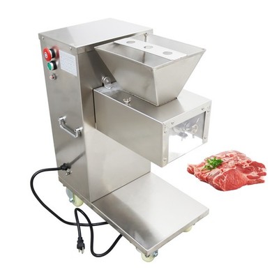 110V Stainless Commercial Meat Slicer with 5mm Blade Beef Pork Processor 400Kg/h