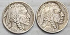 1913 (2) Buffalo Nickels - Type 1 & 2 - Both Carry Wear - First Year Pair