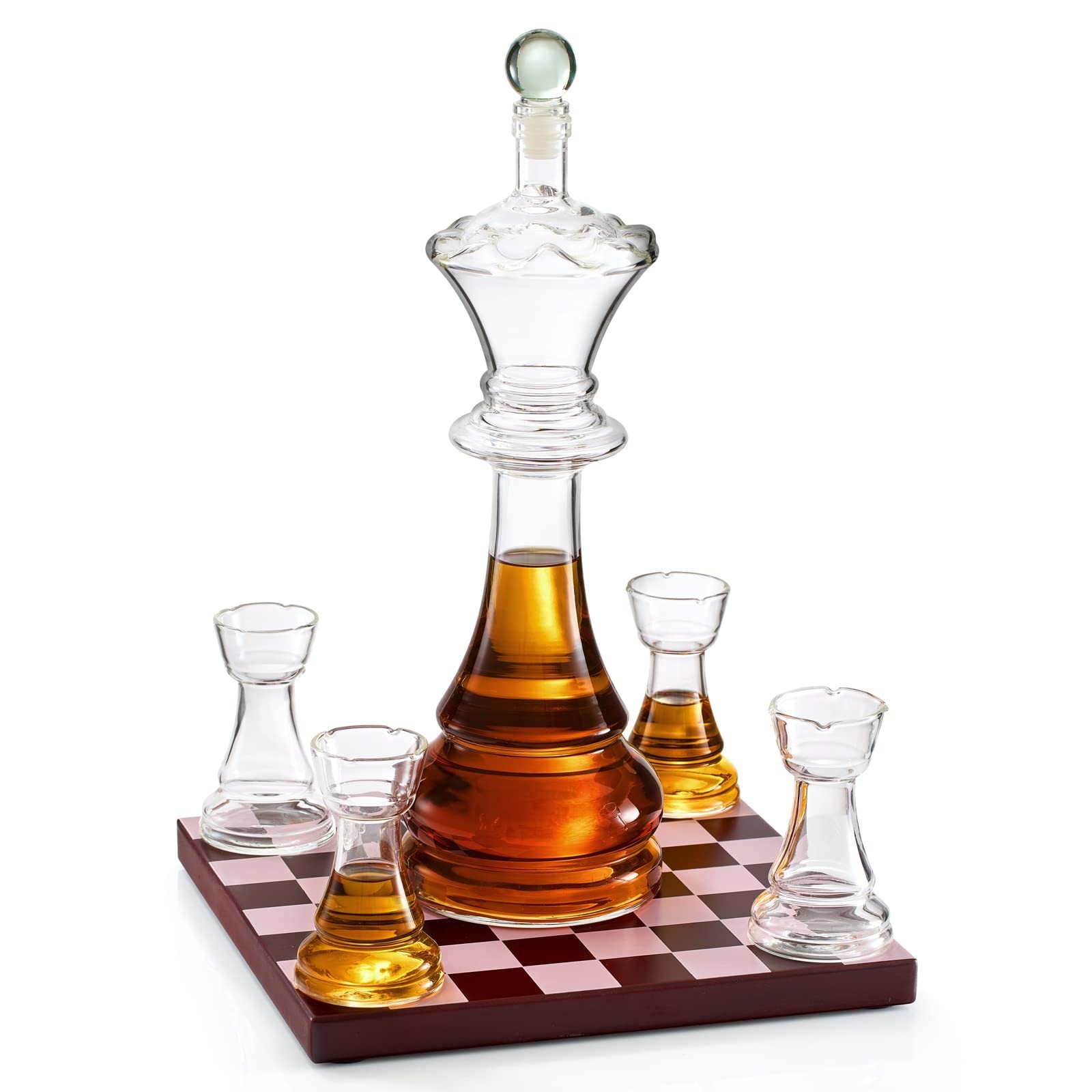 Chess Gift Decanter Set by The Wine Savant - Queen Chess Decanter 750ml 12" H...