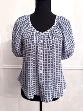 Madewell XXS Blue Floral Puff Sleeve Button Front Blouse NWT Viscose A-Line