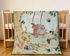 Flannel Baby Quilt - Bunny Swing  Floral Print 34" x 41" 