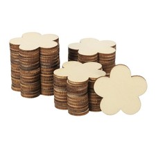 40mm Wooden Flowers, 50 Pack Unfinished Wood Flowers Blank Wooden Cutouts