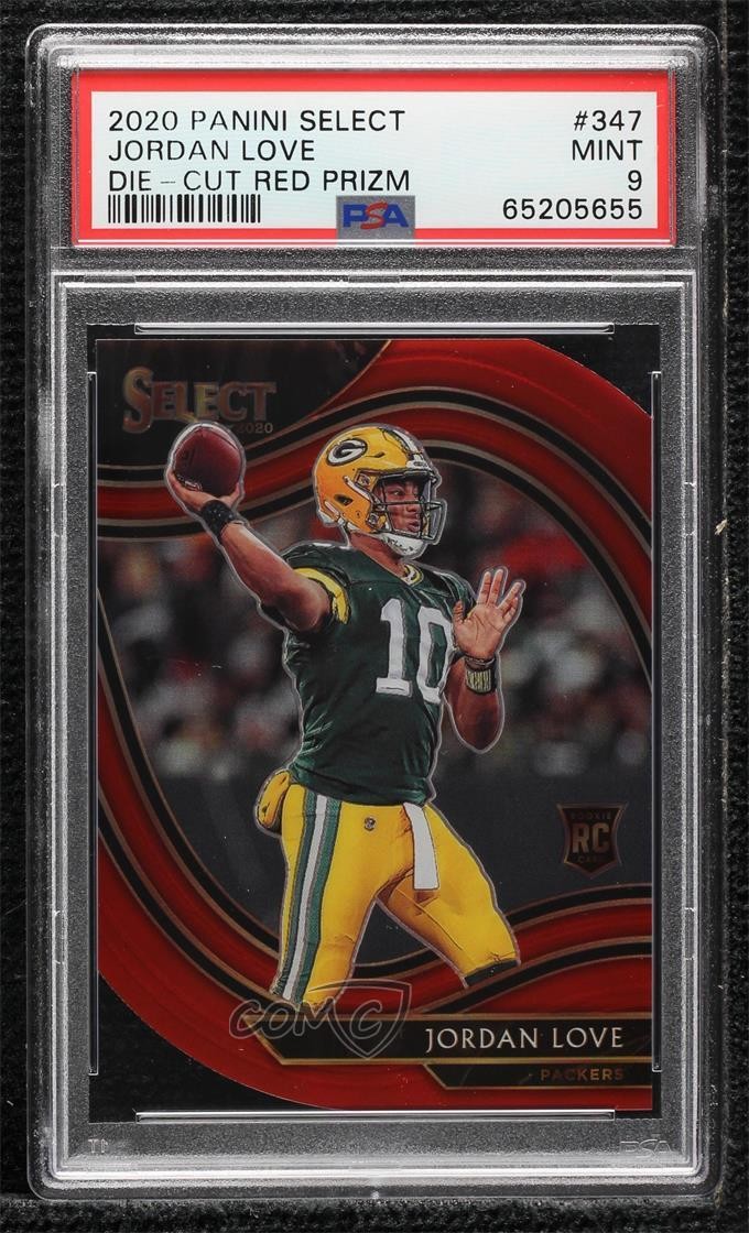 2020 Panini Select Field Level Red Prizm Die-Cut Jordan Love #347 PSA 9 MINT 2l4