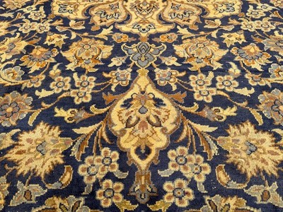BLUE VINTAGE RUG 8x11 HAND-KNOTTED ORIENTAL ANTIQUE handmade handwoven gold 8x10