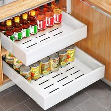 Pull Out Cabinet Organizer with Nano Adhesive Heavy Duty Full-Extension