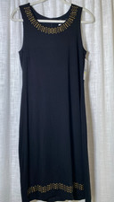 NEW | Karen Kane Black Naoimi Midi Dress with Brass Studs, Soft, Office | Medium