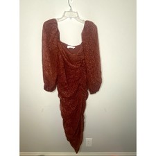 ASTR the Label Women's Dress Sz L  Athens Burnout Ruched Feminine Flirty 