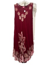 NWT Women’s Fashion Tejshimal Free Size Red Sleeveless Dress Embroidered