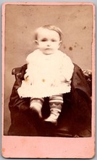 Antique CDV Circa 1870s Unmarked Cute Baby In Dress
