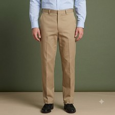 Lands' End Mens 34 Long 100% Wool Dress Pants Tan Khaki Made in USA Vintage EUC