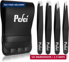 Pefei Tweezers Set - Professional Stainless Steel Tweezers for Eyebrows - Great