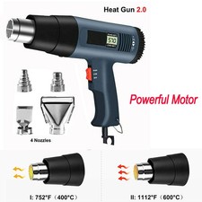 2500W Heat Gun Electric Hot Air Gun Dual Temperature LCD Display 4 Nozzles Tool