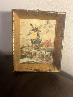 Fred Roner Windmill Miniature Oil Painting