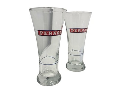 Set of 2 Pernod Glasses Vintage Long Drink Glass Barware Collectable 147mm Retro