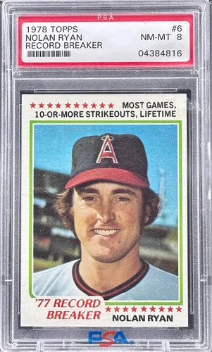 1978 Topps NOLAN RYAN Record Breaker #6 PSA 8