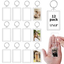 12 Pcs Acrylic Photo Keychain 1.8x1.1 in, Customizable Picture Frame Keyring