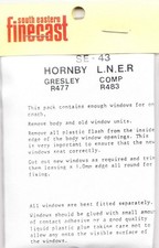 South Eastern Finecast SE43 - Flush Glazing Kit Hornby Composite Coach R477/R483