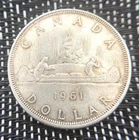 1961, Canada, 1 Dollar Silver Coin, 80%, Queen Elizabeth, Estate Sale.