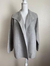 Max Mara Mezcla de Lana Chaqueta Difusa Esponjosa Abrigo Cuello Peluche Bata Acogedora Cálida