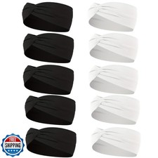 Zilotusnte 10 Pcs Wide Absorbent Sport Headbands for Women, Non-slip, Stretch