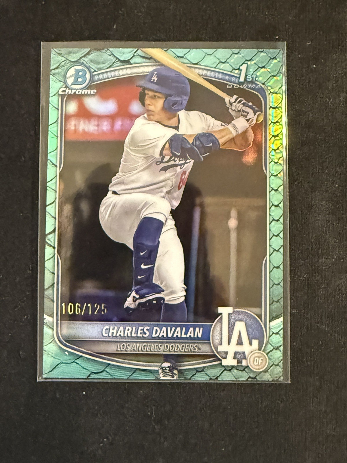 🔥2025 Bowman Chrome Draft Aqua Reptilian /125 #BDC-96 Charles Davalan LAD🔥