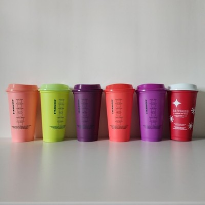 Starbucks Reusable Hot Cups 6Pack With Lid 16 oz | eBay
