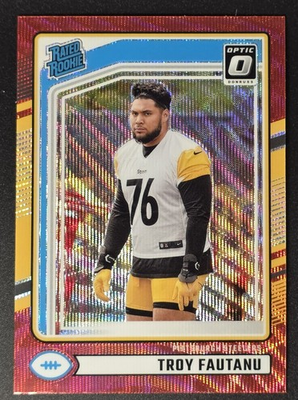 #ad 2024 Donruss Optic Rated Rookie Troy Fautanu RC Red Wave Prizm Steelers $1.79