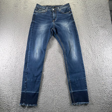 Calvin Klein Jeans Womens 29x30 Blue Denim Skinny Leg Faded Raw Hem Workwear