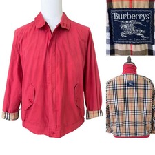 Vintage Burberrys Men  s Harrington Bomber Jacket Red Nova Check Luxury England L