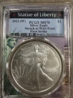 2022 W Silver American Eagle PCGS MS70 First Strike - Statue Of Liberty  Frame