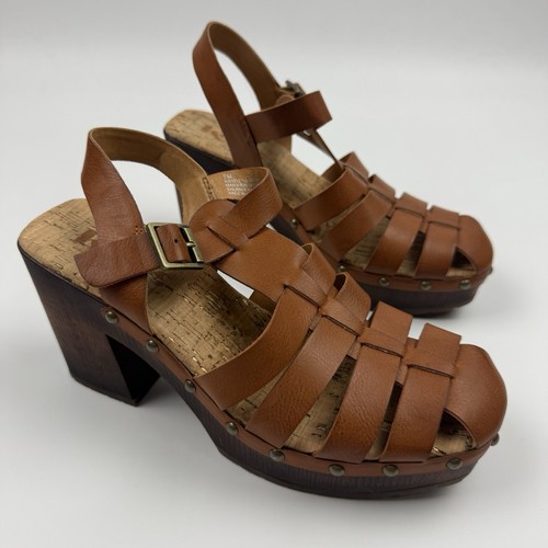 Korks Whitney Platform Sandals Women's Size 7 Brown Strappy Cork Heel KR0012716 - Picture 2 of 12