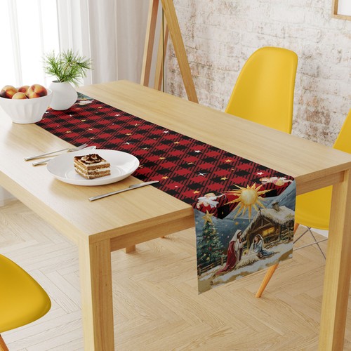 Birth of Jesus Christmas Table Runner Kitchen Dining Coffee Table Decoration - Picture 3 of 5