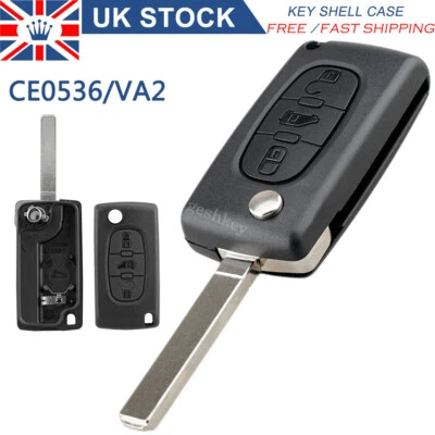 for 2006 - 2016 Citroen Berlingo Peugeot Partner Van 3B Flip Key Fob Case Shell