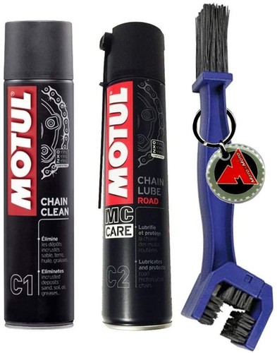 Kit de Nettoyage Chaîne Moto WD-40 Chaîne + C2 Graisse Lubrifiant Spray