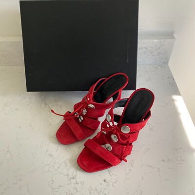 Alexander Wang Allegra Suede Women's Red Strappy Heels Sze EU 39.5 3018S0046S