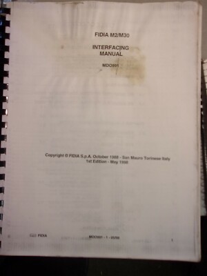 Fidia M2/M30 Interfacing Manual MD0991 *FREE SHIPPING*