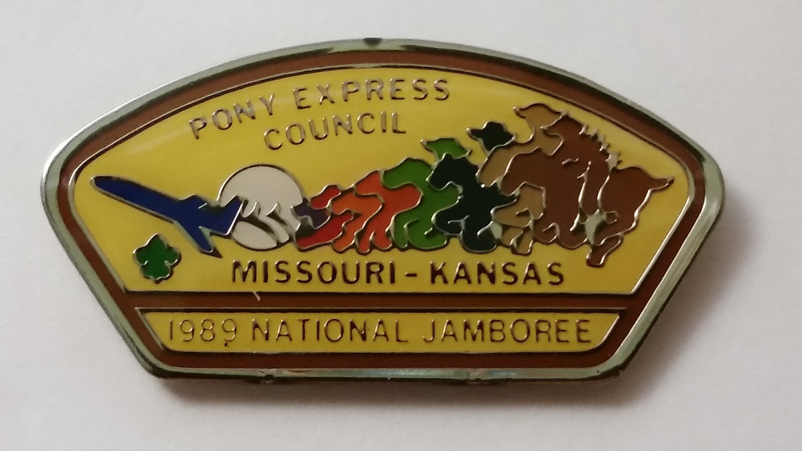 Pony Express Council (MO) 1989 National Jamboree CSP Shaped Hat Pin BSA