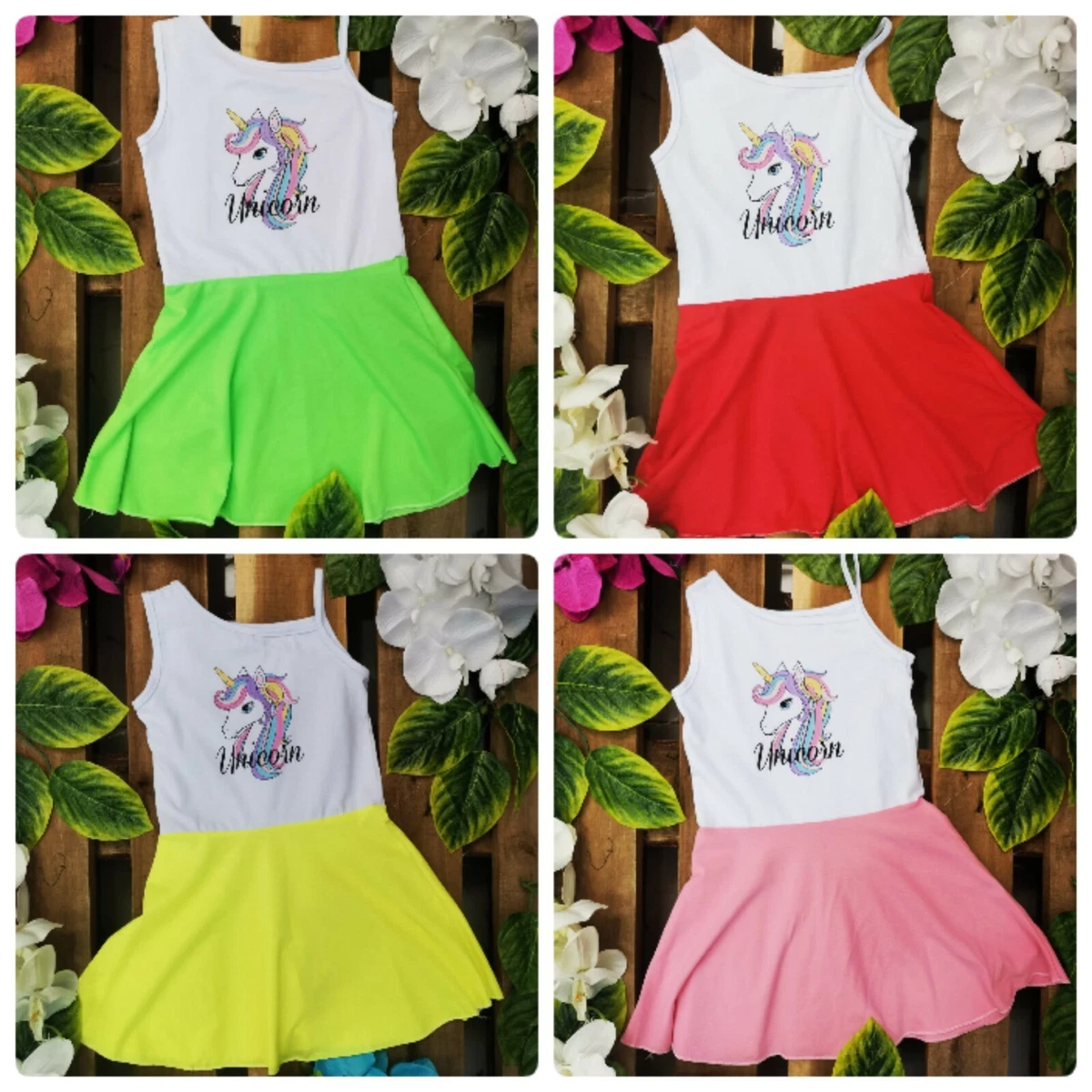 Abbigliamento bambina estivo vestito unicorno 4 6 8 10 12 14 anni vestitino