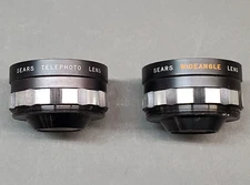 Vintage Sears Telephoto Wide Angel Camera Lens with leather case