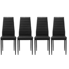 Set of 4 Dining Chairs Leather Kitchen Dining Chair w/ Metal Leg Black US