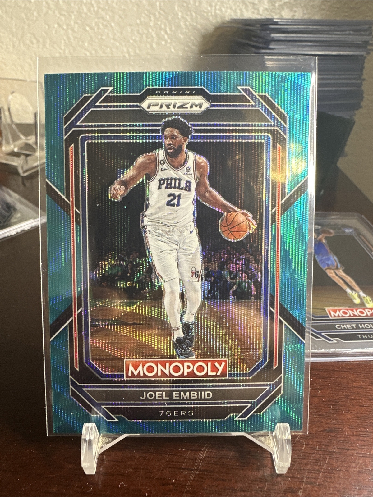 2022 Panini Monopoly Prizm #67 Joel Embiid MVP Teal Wave SP X1