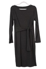 J Jill Wearever Womens Dress Sz Medium Gray Wrap Tie Front Long Sleeve Stretch