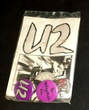 U2 THE UNFORGETTABLE FIRE ORIGINAL 1984 5 PIN SET SEALED WITH ORIGINAL BACKING 