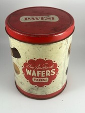 Scatola In Latta Vuota Vintage Pavesi biscotti Wafers collezione