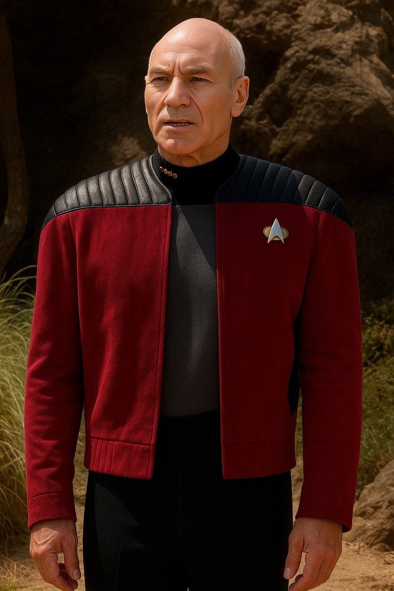 Star Trek TNG Captain Picard Red Bomber Jacket Men's Uniform