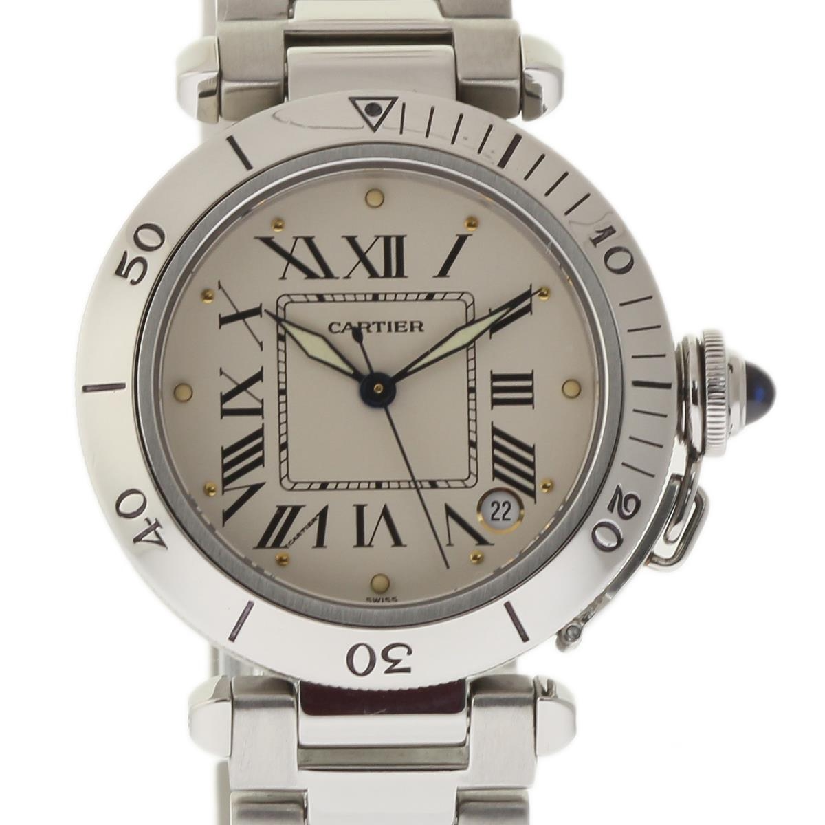 Cartier Pasha 35mm Stainless Steel White Roman Dial Automatic Watch