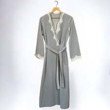 Vintage 70s 80s Vanity Fair Dusty Blue Full Length Robe Housecoat Duster