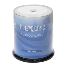100 PlexDisc CD-R 700MB 52X White Thermal Hub Printable Media Disc 631-415-BX