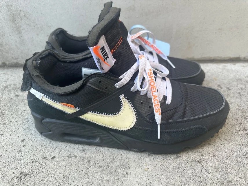 Nike Air Max 90 OFF-WHITE AA7293-001 US Size 10.5 Black Men's with Box Used